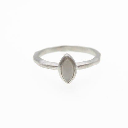 925 Sterling Silver Real Marquise-Cut Moonstone Ring Size 5.5