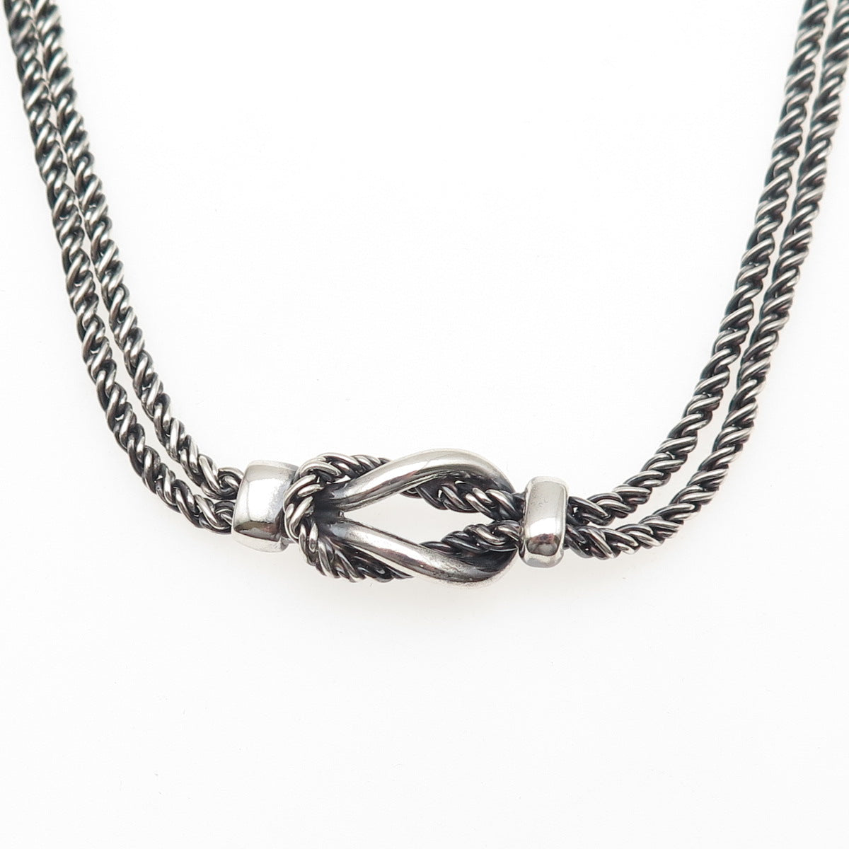 TIFFANY & CO. Sterling Silver Vintage Love Knot Double Rope Chain Necklace 18"