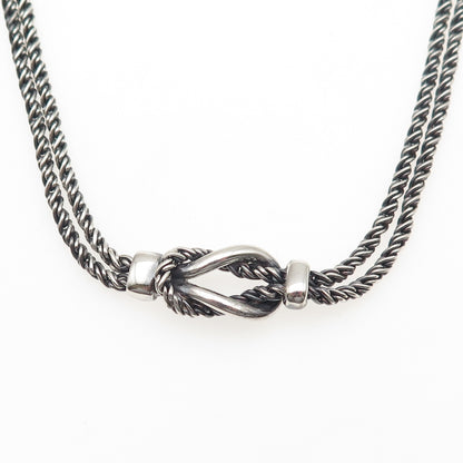 TIFFANY & CO. Sterling Silver Vintage Love Knot Double Rope Chain Necklace 18"