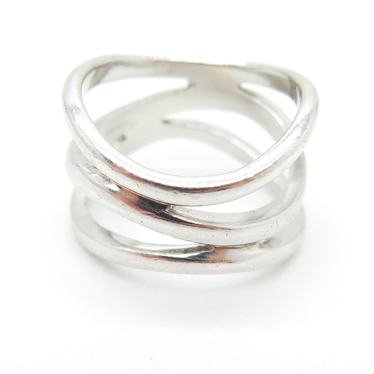 CHAPAL ZENRAY 925 Sterling Silver Vintage Wavy 3-Row Ring Size 8