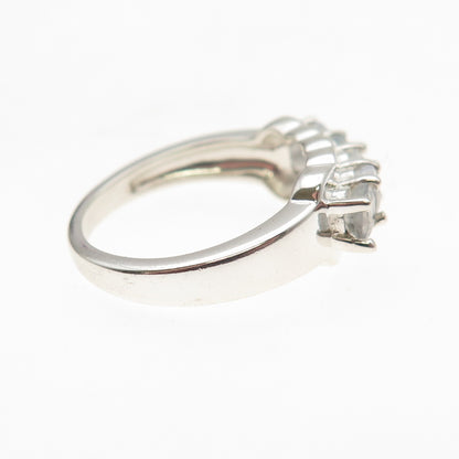 925 Sterling Silver Real Oval-Cut Blue Topaz Ring Size 6