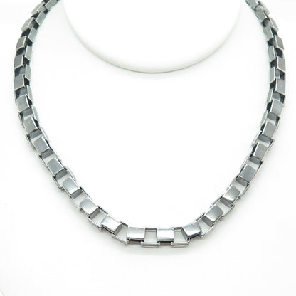 COACH 925 Sterling Silver Vintage Large Box Chain Oxidized Necklace 16"