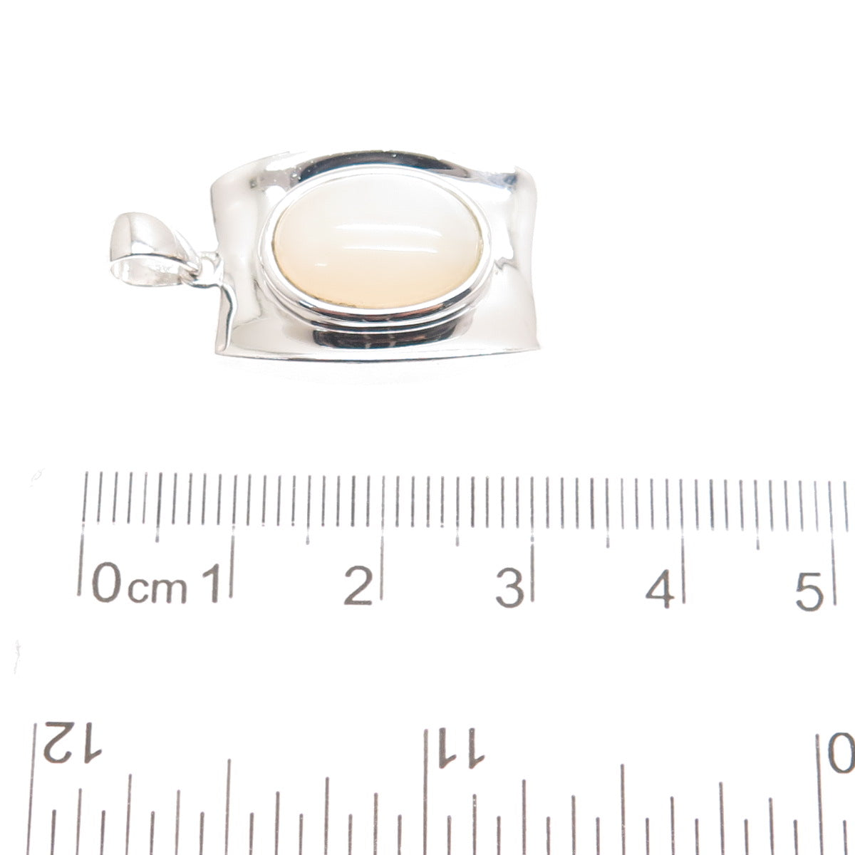 925 Sterling Silver Real Mother-of-Pearl Modernist Pendant