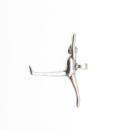 925 Sterling Silver Vintage Gymnast Modernist Charm Pendant