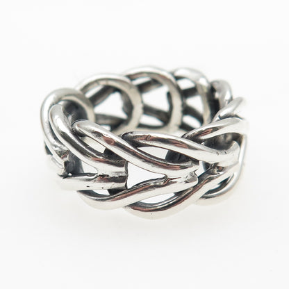 925 Sterling Silver Vintage Interlocked Overlap Band Ring Size 10.5