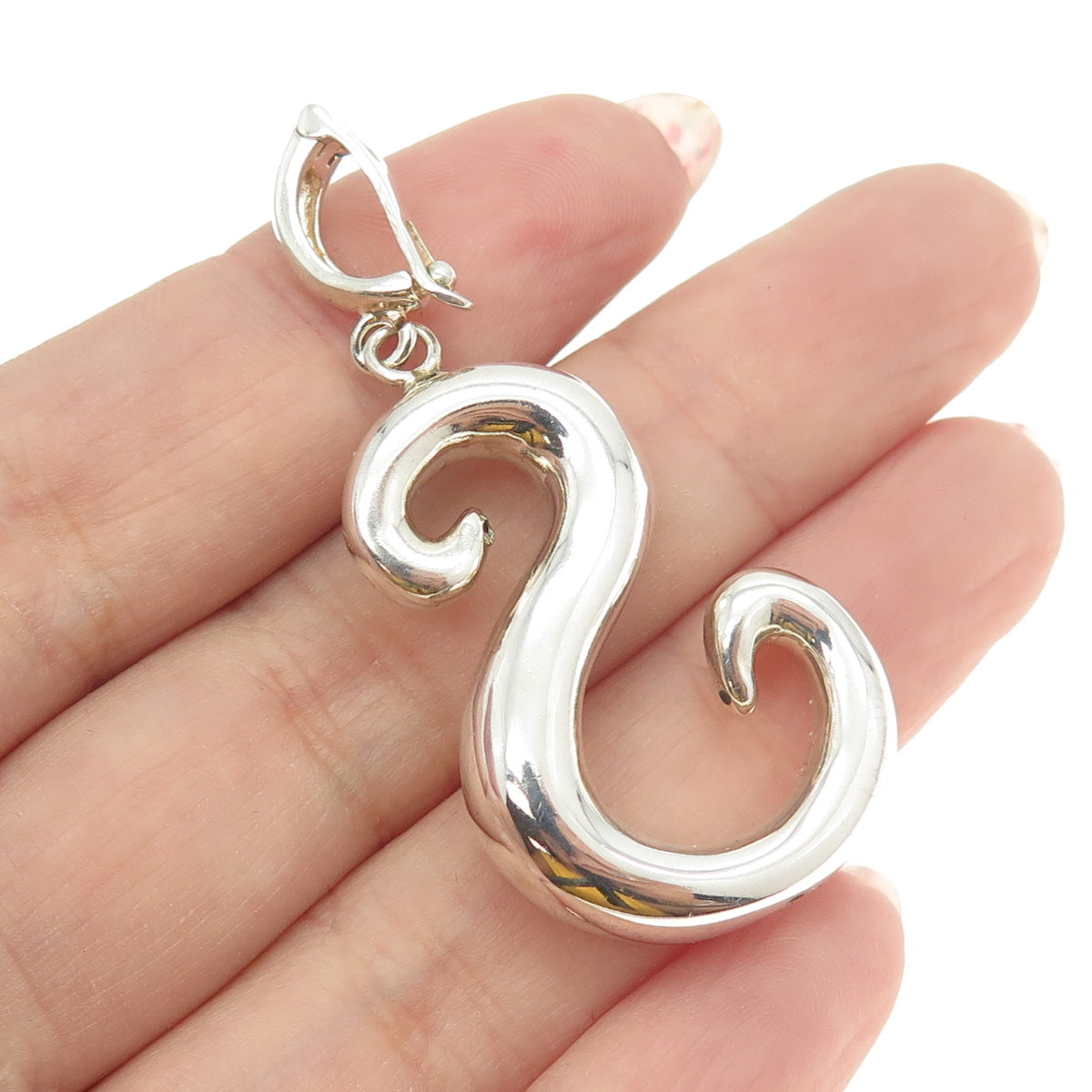 925 Sterling Silver Vintage Letter "S" Initial Pendant