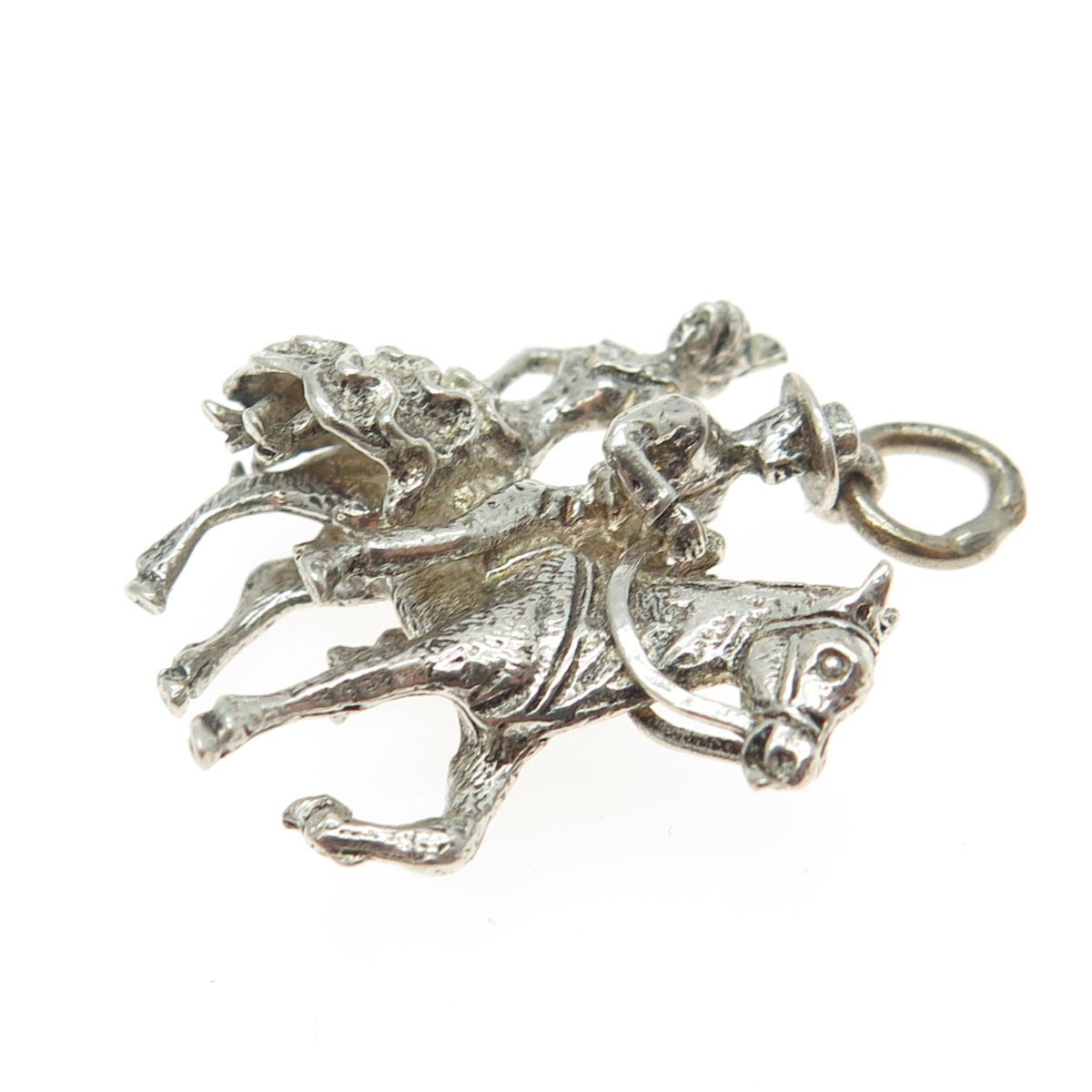 925 Sterling Silver Vintage Man & Women on Horseback Storyteller 3D Pendant