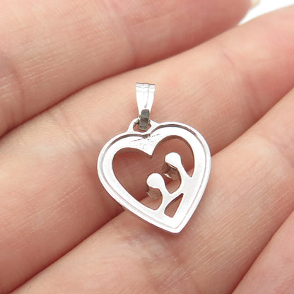 925 Sterling Silver Vintage C Z Heart Pendant