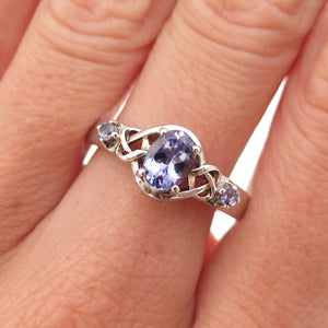 Chuck Clemency 925 Sterling Silver Real Tanzanite Heart Knot Ring Size 8.25