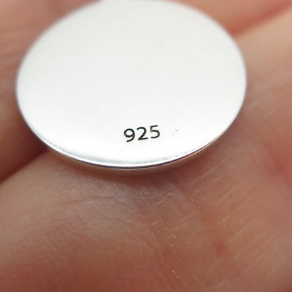 925 Sterling Silver Red Enamel Couple Heart Round Tag Minimalist Charm Pendant