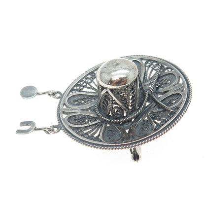 935 Silver Vintage Floral Filigree Pin Brooch