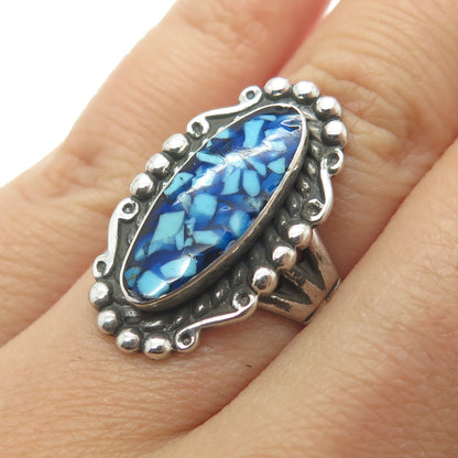 MAISELS INDIAN TRADING Sterling Silver Vintage Turquoise Inlay Ring Size 5.75
