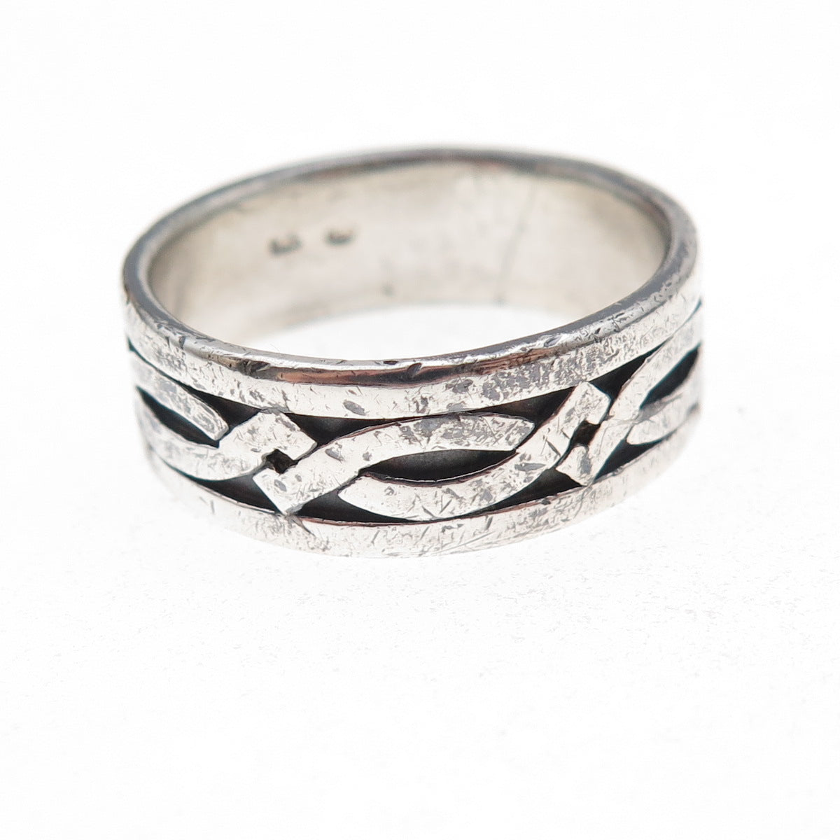 Boma 925 Sterling Silver Vintage Woven Oxidized Band Ring Size 10.25