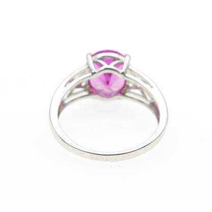 925 Sterling Silver Real Oval-Cut Pink Topaz Ring Size 8.75