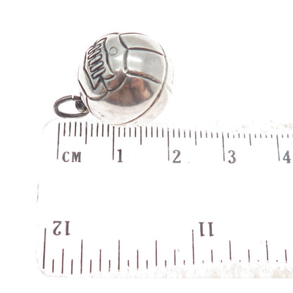 925 Sterling Silver Antique Basketball Ball 3D Charm Pendant
