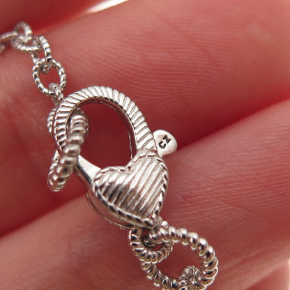 JUDITH RIPKA Sterling Silver Multi-Color C Z Heart Station Chain Necklace 36"