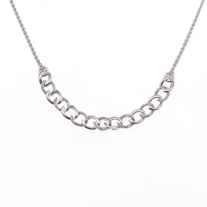 925 Sterling Silver Real Diamond Curb & Spiga Chain Necklace 20"