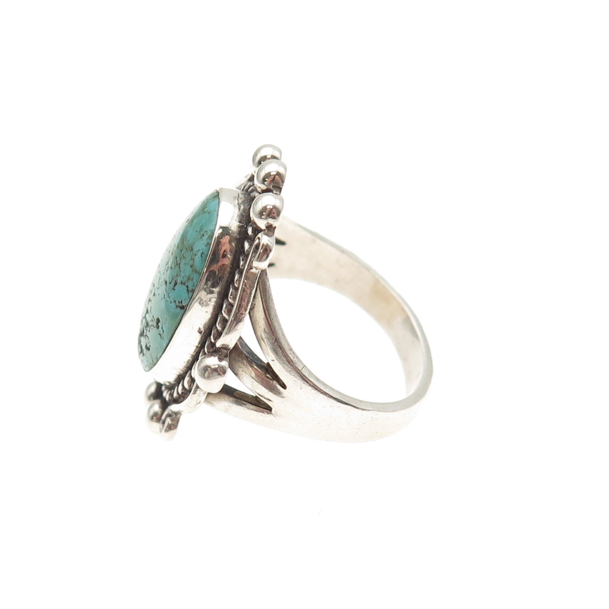 Old Pawn 925 Sterling Silver Vintage Southwestern Turquoise Tribal Ring Size 6