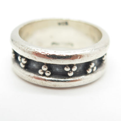 925 Sterling Silver Vintage Beaded Band Ring Size 7