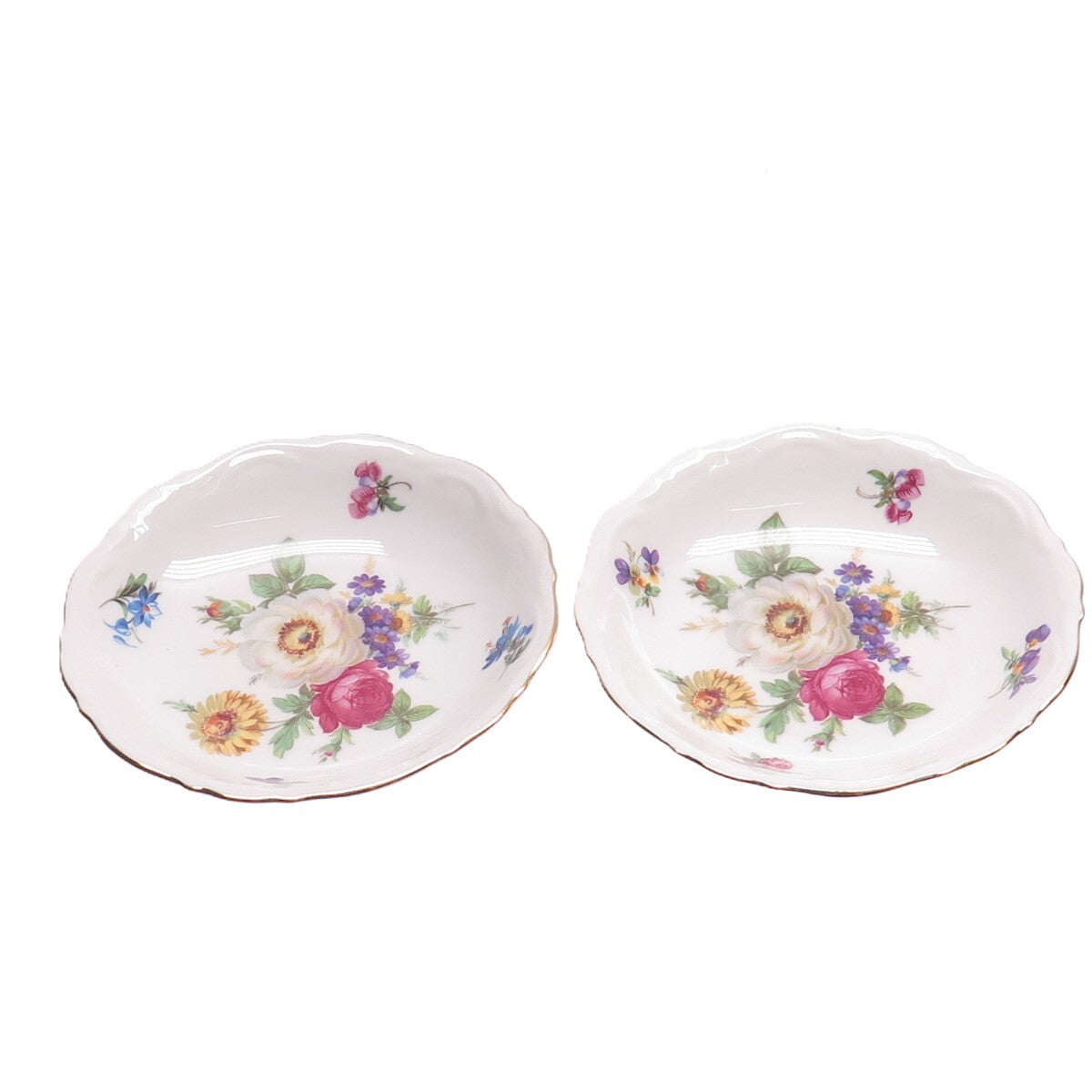 MITTERTEICH BAVARIA Antique SET of 2 "Meissen Floral" Porcelain Cabinet Plates