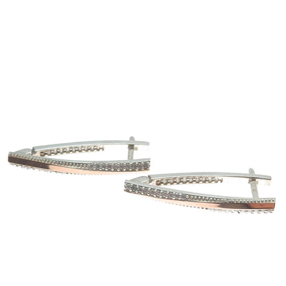 925 Sterling Silver & 9K Gold Vintage European Round-Cut C Z In & Out Earrings