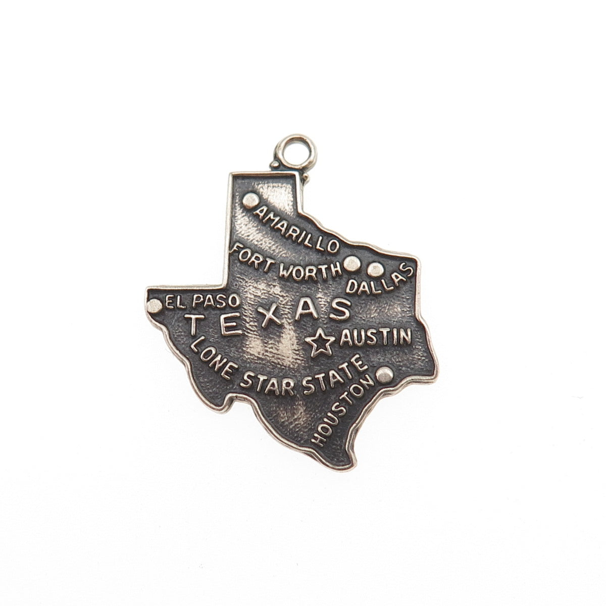 Griffith & Co. Silver Filled Vintage Texas State Map Oxidized Charm Pendant