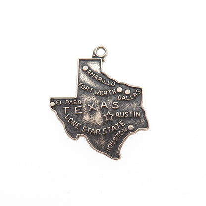 Griffith & Co. Silver Filled Vintage Texas State Map Oxidized Charm Pendant