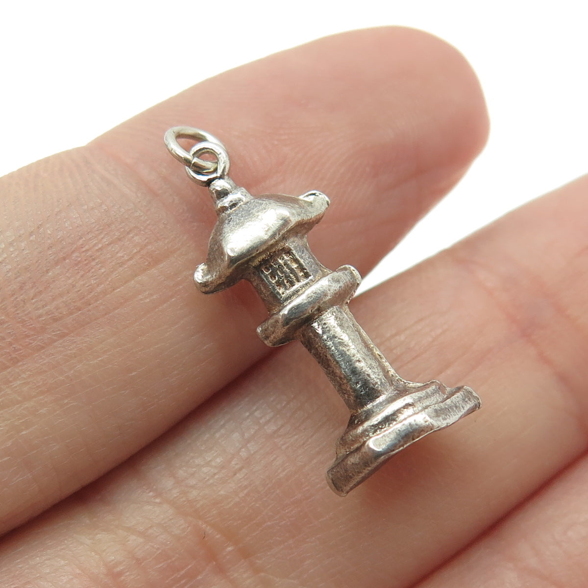 900 Silver Antique Japanese Pagoda Minimalist Charm Pendant