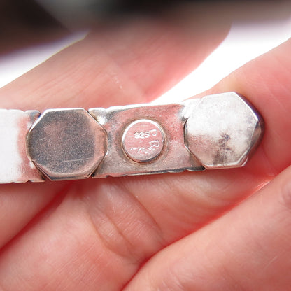 925 Sterling Silver Vintage PR Italy Modernist Oxidized Adjustable Bracelet 8"