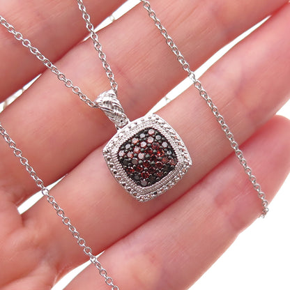 Joseph Schmid 925 Sterling Silver Real Red Diamond Cable Chain Necklace 18"