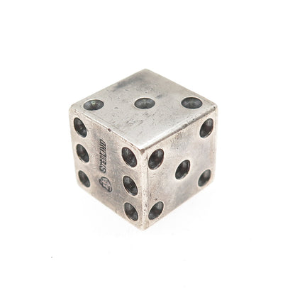 925 Sterling Silver Vintage Mexico Lion Oxidized Dice Paperweight