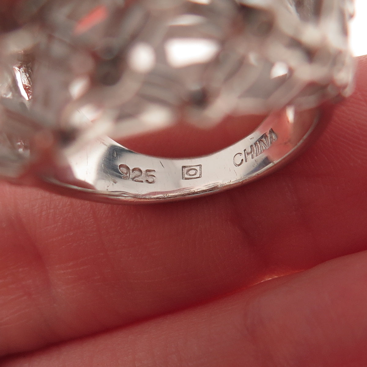 925 Sterling Silver Radiant & Round-Cut C Z Statement Ring Size 7