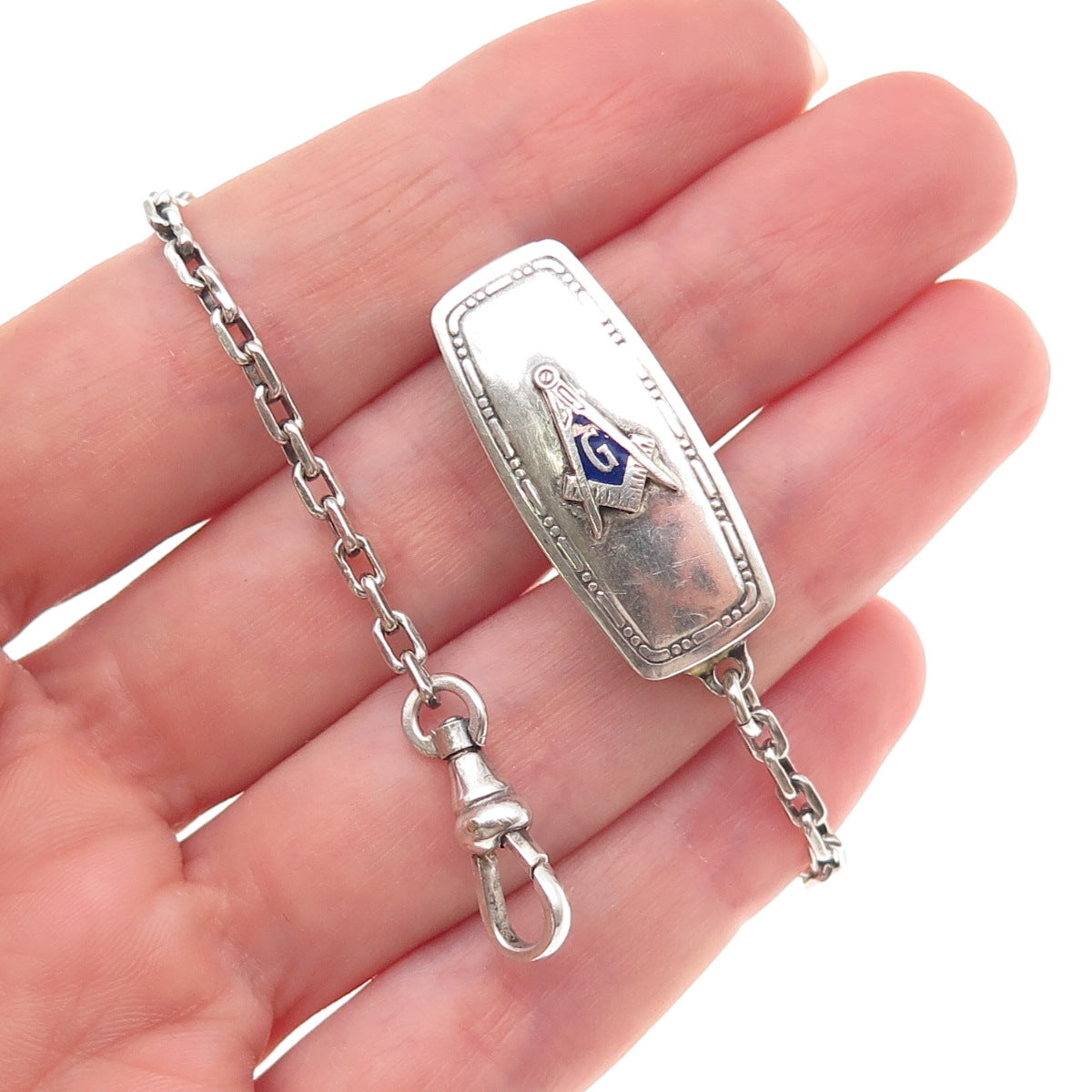 Hickok Sterling Silver Antique Art Deco Beltogram Pocket Watch / Belt Loop Chain