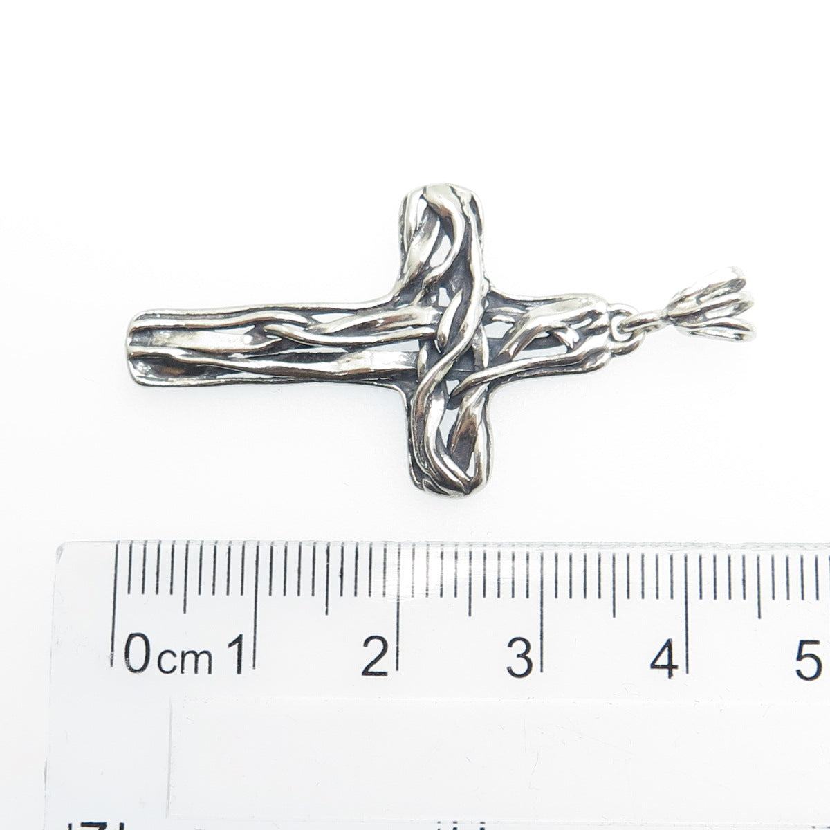 OR PAZ PZ 925 Sterling Silver Vintage Israel Cross Oxidized Pendant