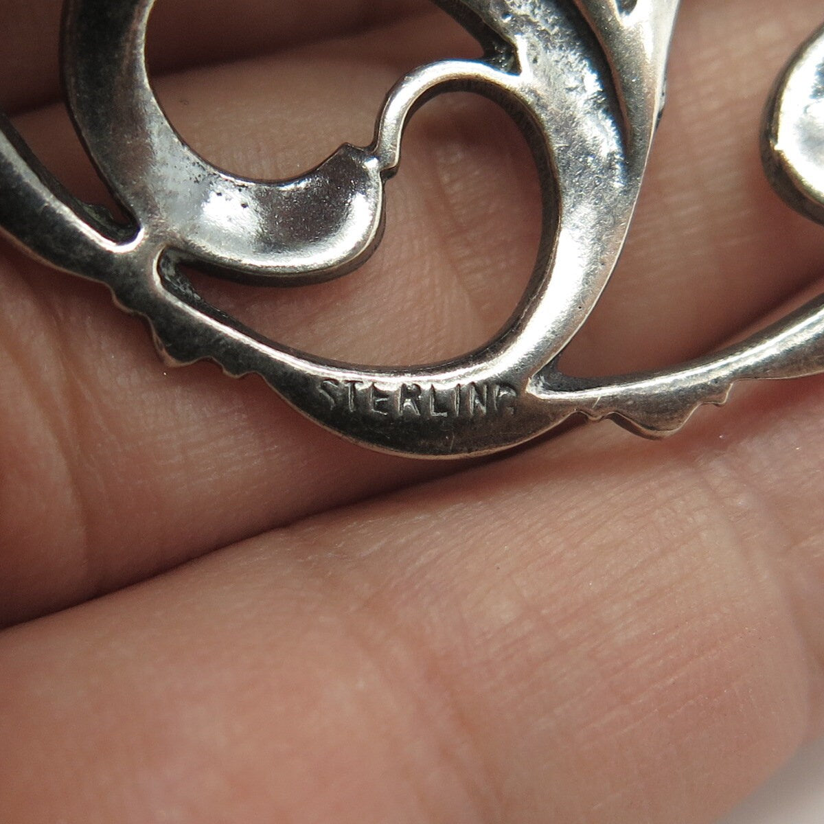 925 Sterling Silver Vintage Floral Blossom Round Pin Brooch