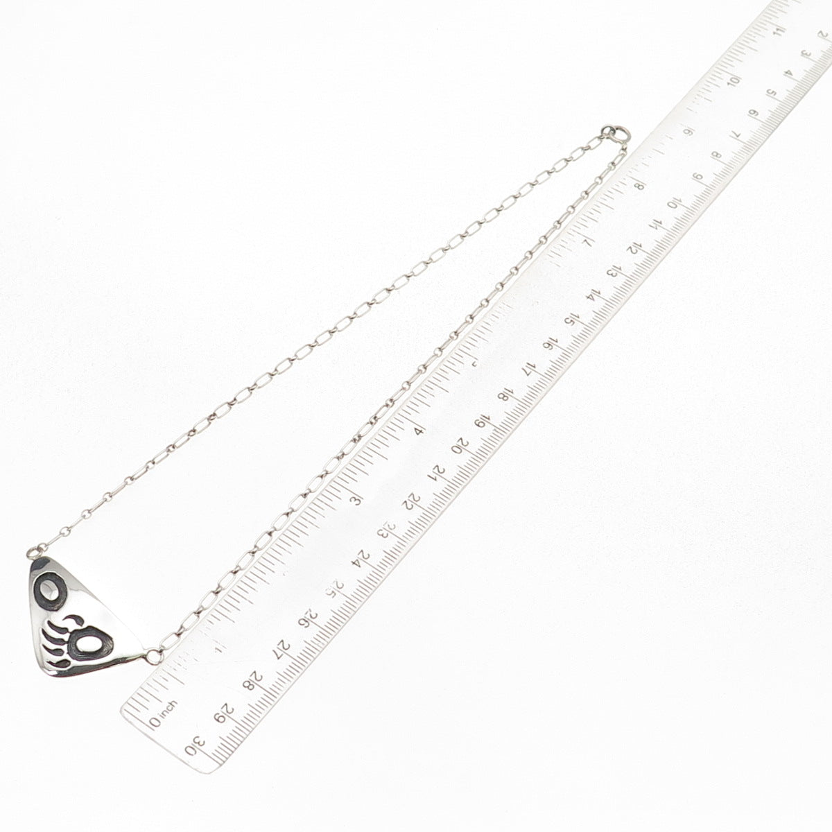 Old Pawn Hopi 925 Sterling Silver Vintage Bear Paw Tribal Chain Necklace 16"
