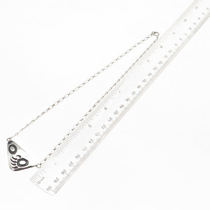 Old Pawn Hopi 925 Sterling Silver Vintage Bear Paw Tribal Chain Necklace 16"