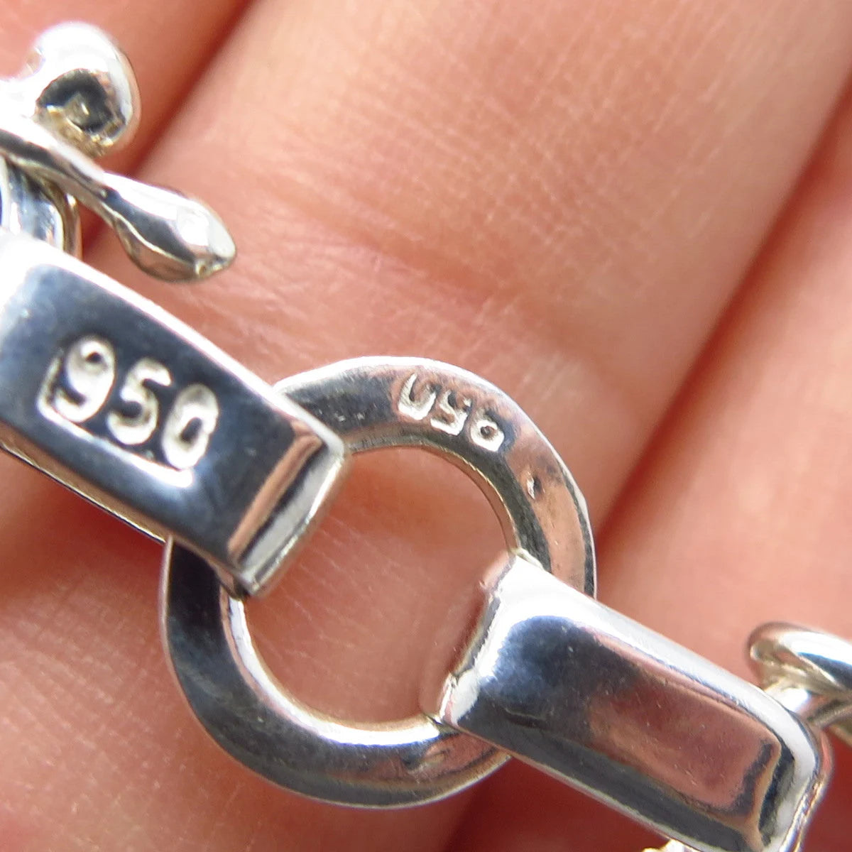 950 Silver Vintage Bar Rolo Link Bracelet 7.5"
