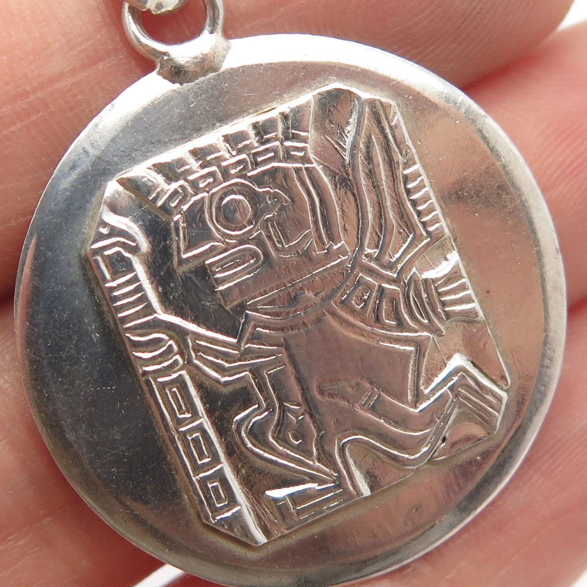 925 Sterling Silver Vintage Tribal God Key Chain Ring