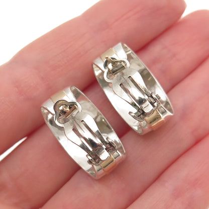 KEITH 925 Sterling Silver 14K Gold Vintage Modernist Omega Back Earrings