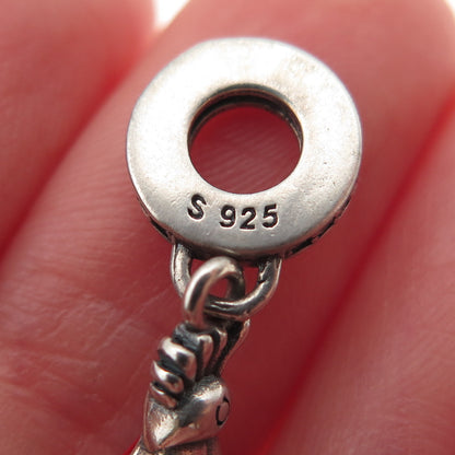 925 Sterling Silver Enamel & C Z Parrot Bird Dangle Slide Charm