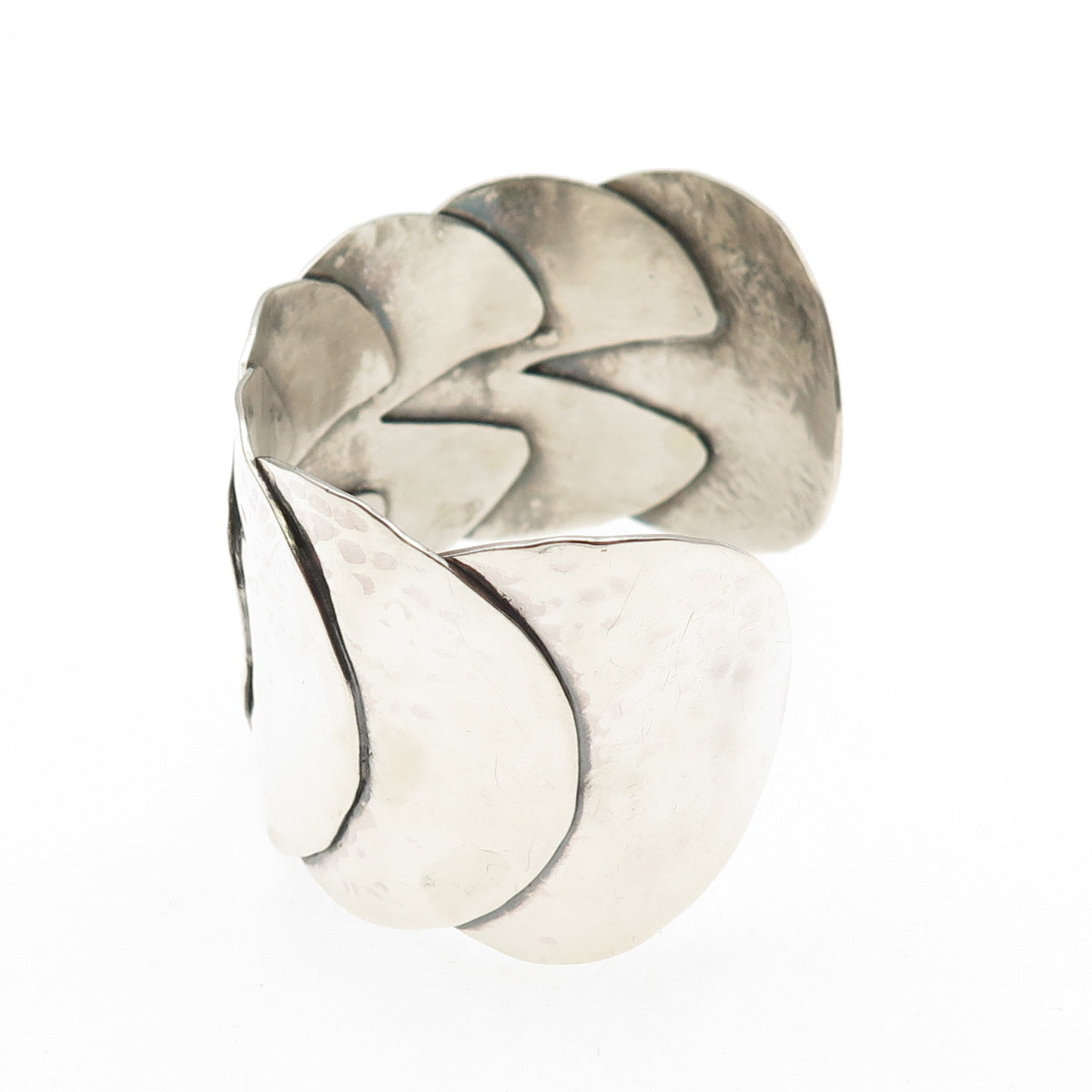 Alfred Karram Sterling Silver Vintage Modernist Hammered Adjustable Bracelet 7"