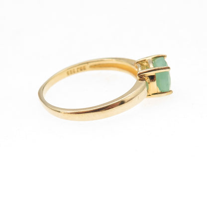 Dee Berkle 925 Sterling Silver Gold Plated Real Round-Cut Jade Ring Size 9