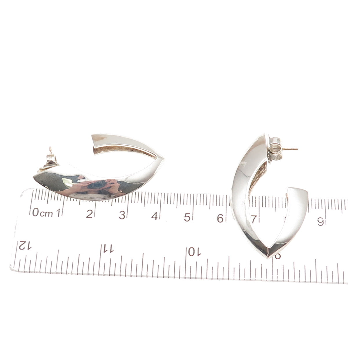 Krypell 925 Sterling Silver 14K Gold Posts Vintage Modernist Hoop Earrings