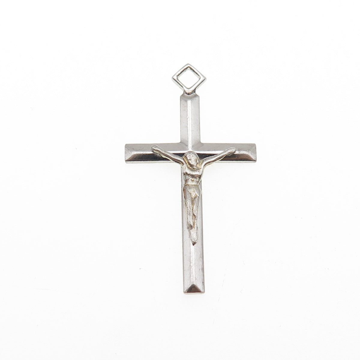 TRU-KAY 925 Sterling Silver Vintage Crucifix Cross Religious Charm Pendant