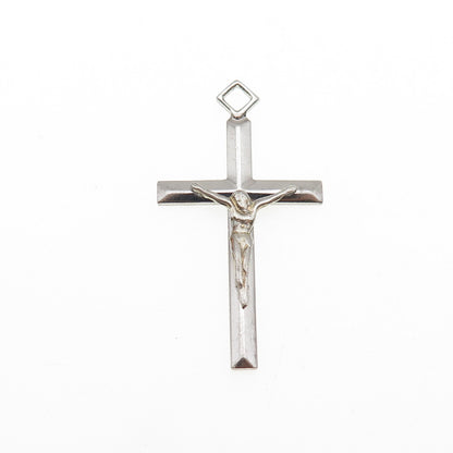 TRU-KAY 925 Sterling Silver Vintage Crucifix Cross Religious Charm Pendant