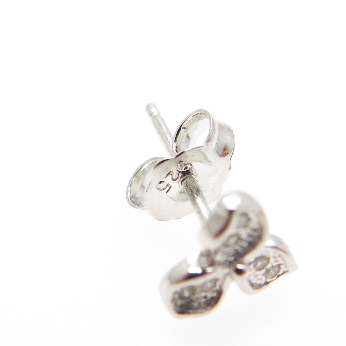 925 Sterling Silver Round-Cut C Z Flower Stud Earrings