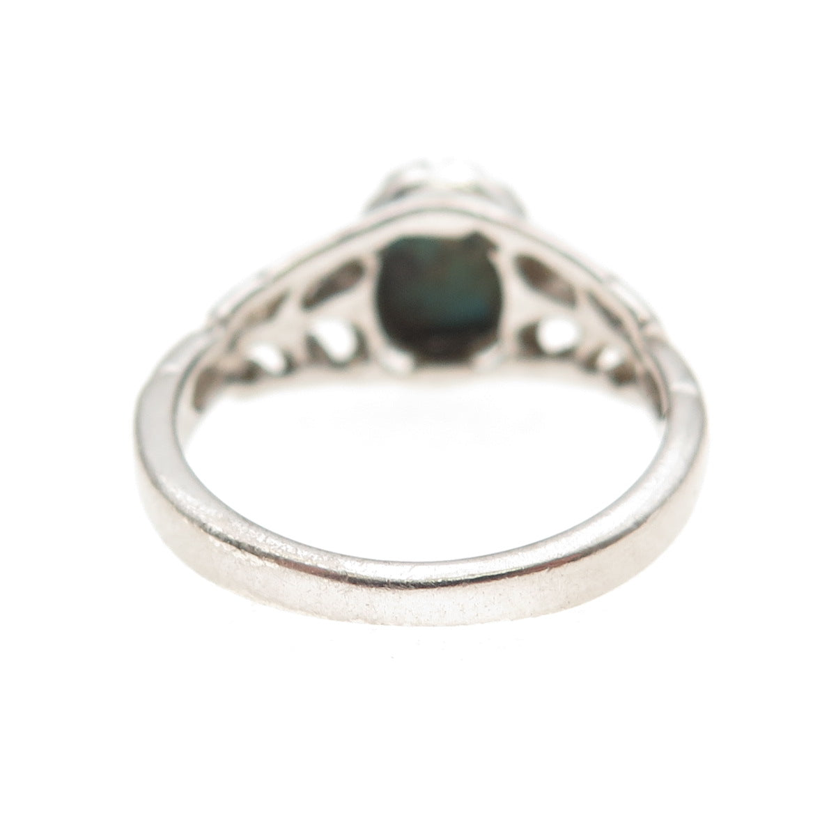 Seta 925 Sterling Silver Vintage Real Turquoise Butterfly Oxidized Ring Size 6