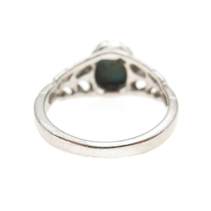 Seta 925 Sterling Silver Vintage Real Turquoise Butterfly Oxidized Ring Size 6