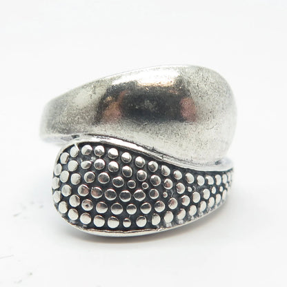 925 Sterling Silver Vintage Dotted Overlap Ring Size 6.25